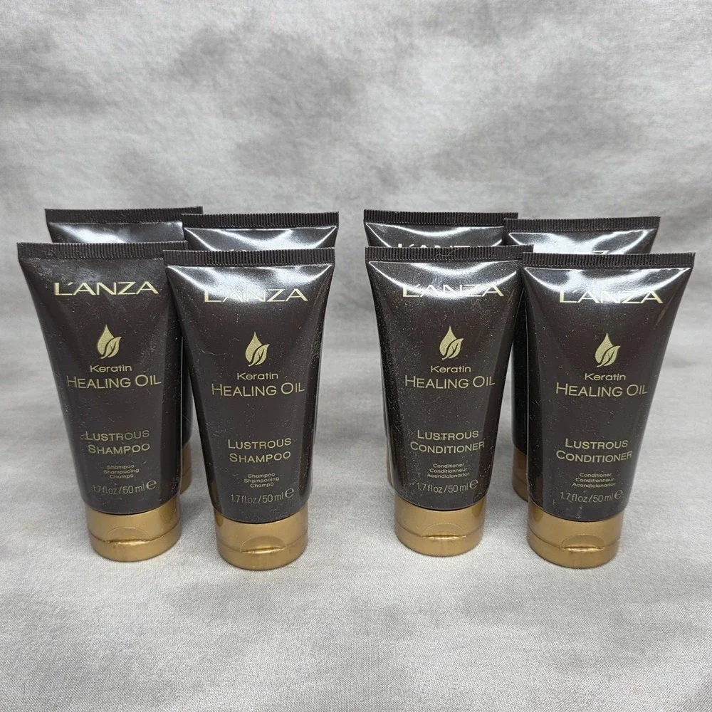Lanza Healing Oil Lustrous Shampoo (4) & Conditioner (4) 1.7 fl oz Travel Size